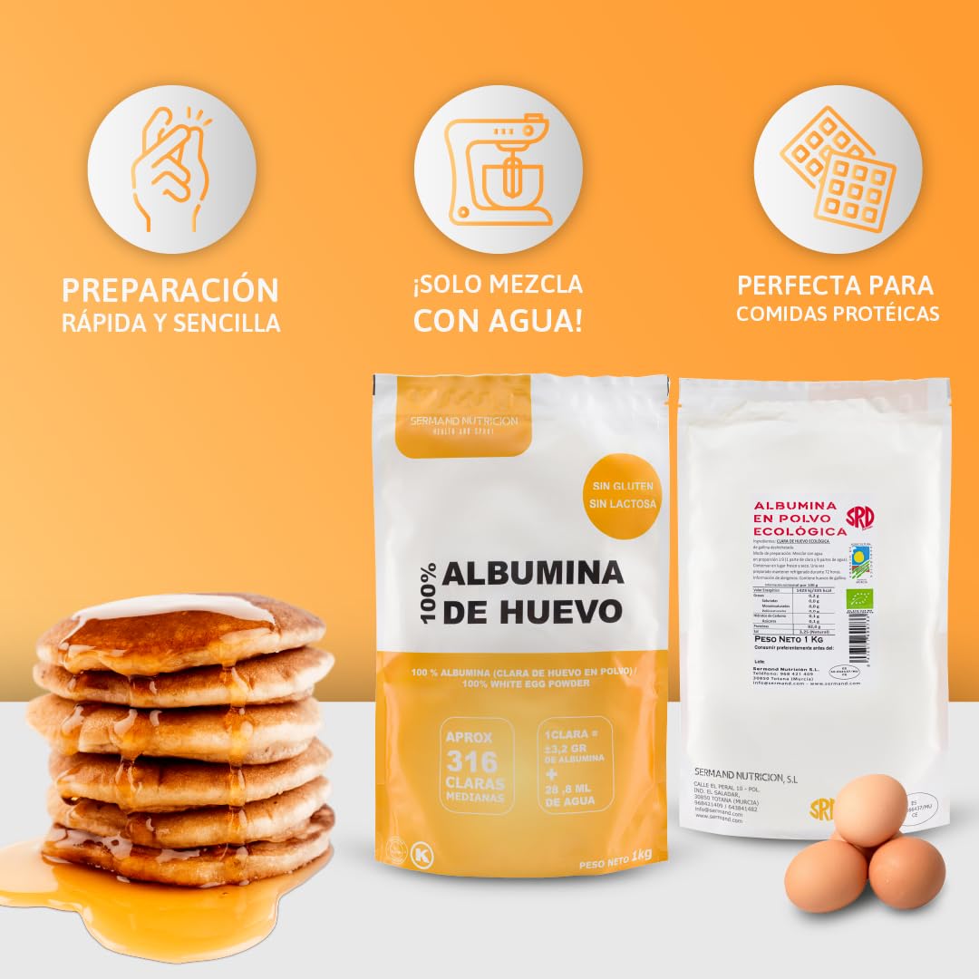 Bio-Eiklarpulver aus Freilandeiern (1 kg) | Pulverisiertes Eiweiß aus ökologischer Herkunft | Ohne Zusatzstoffe | Glutenfrei & Laktosefrei | Zip-Verpackung