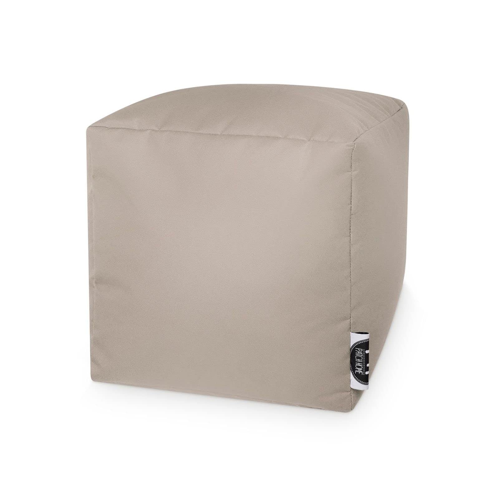 PATCH HOME Square Sitzsack Würfel Hocker mit Reißverschluss 45x45x45cm Creme