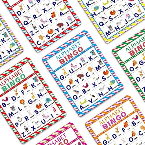 Alphabet Bingo Card Board Matching Game Set, ABC Letters Animals Recognition Learning Bingo Paper Game Supplies for Kids, Preschoolers, Classroom, Kindergarten and Group Games 4 61jN834URQL. AC
