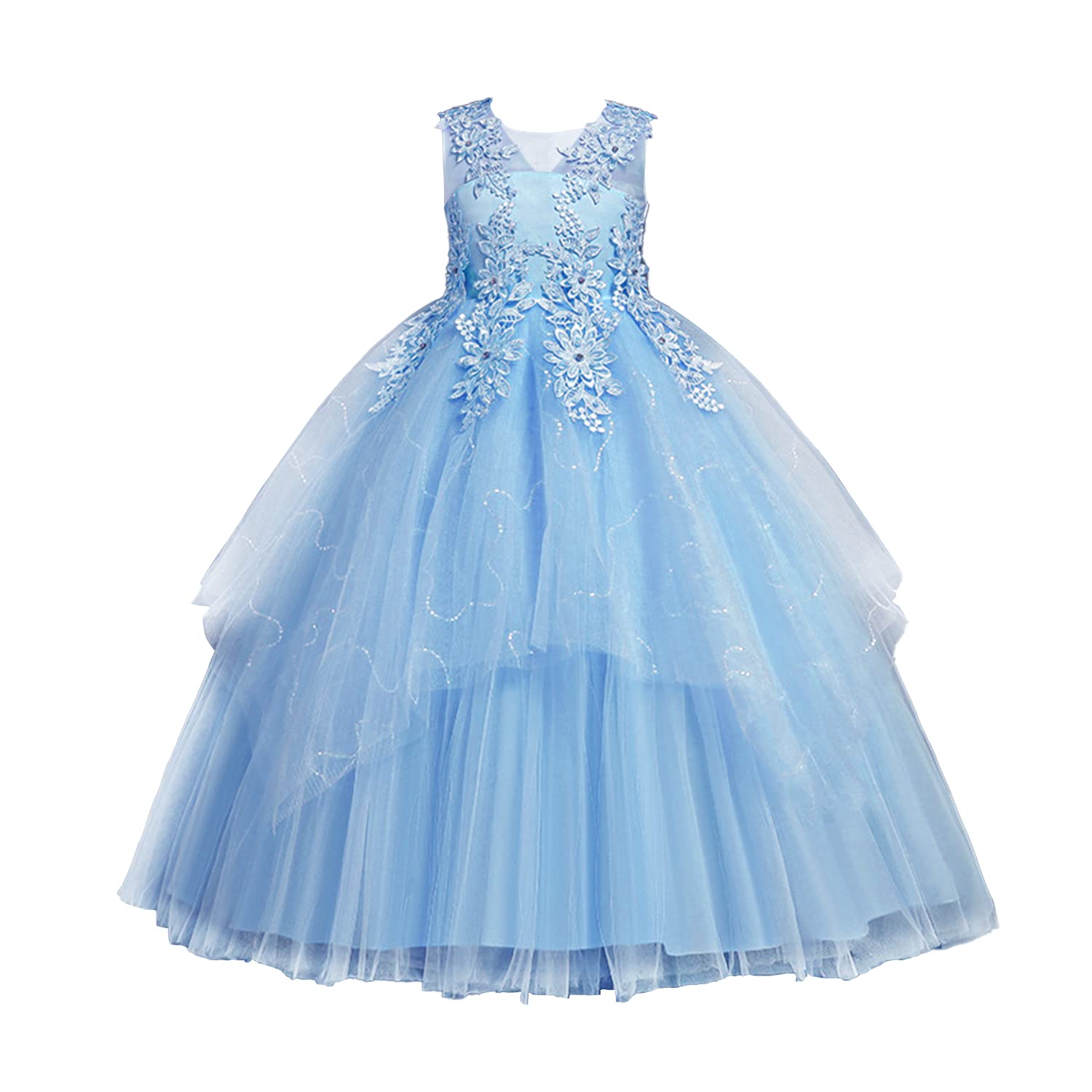LOLANTA Vestido Niña Ceremonia Fiesta, Vestido de Tul de Boda, Blanco Ropón para Bautizo