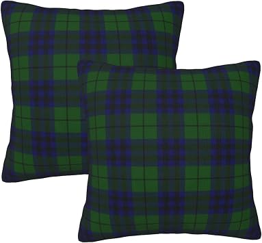 Square Throw Pillow Covers Set of 2, Keith Modern Tartan Pillowcase Cushion Case for Couch Sofa 18x18 Inch