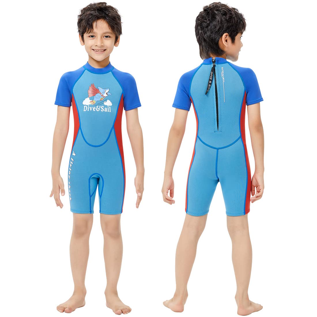 Kinder Mädchen Jungen Kurzarm Wäremehaltung UV-Schutz 2.5MM Neopren warm Wetsuit Wäremehaltung Tauchanzug Badeanzug für Wassersport Kinder Neoprenanzug
