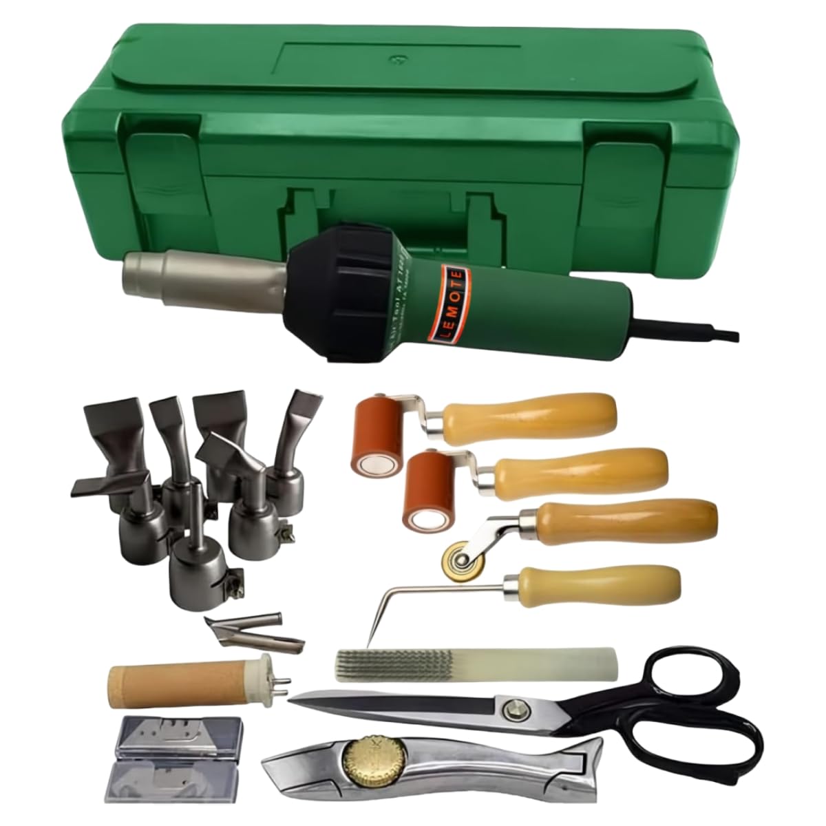 110V 1600W Professional PVC Roofing Welding Tools Heat Gun Kit Plastic Welder Hot Air Weld Gun with Roofing Seam Rollers Seam Tester Probe Weld Nozzle (110V Heat Gun Set)