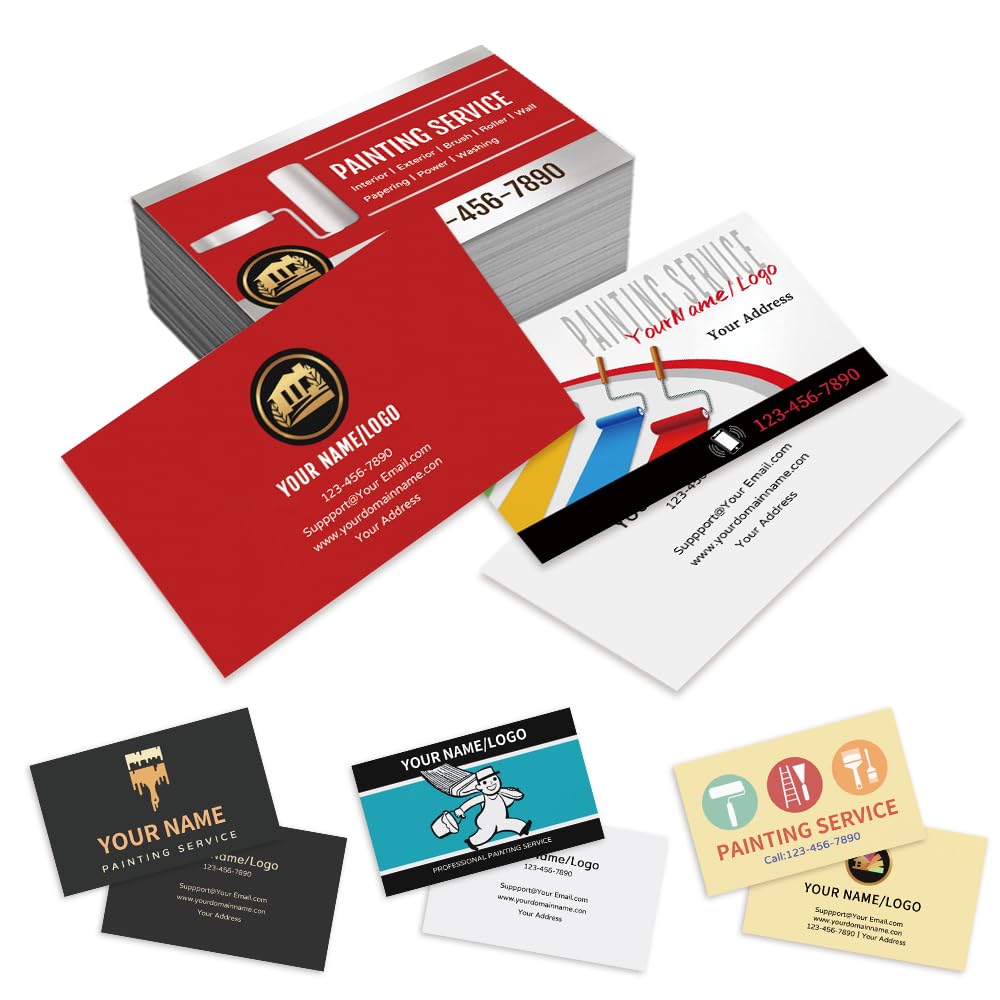 Custom Business Cards 300gsm Waterproof Matte Paper Double-sided Printing Business Cards for Small Business Customize with Your Logo Text (Painter