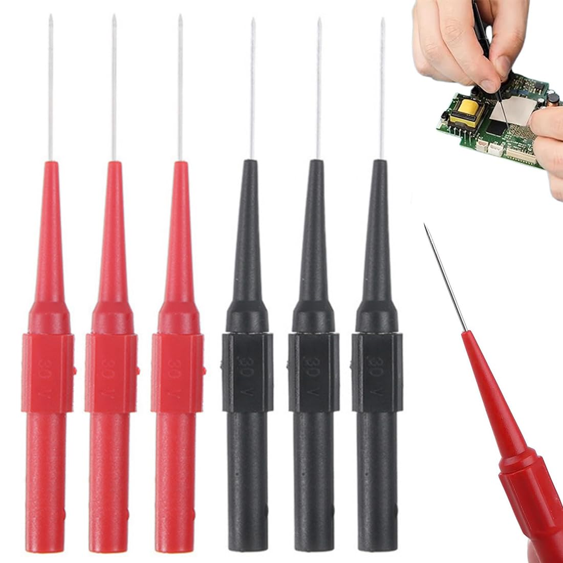 Pack De 6 Sondes De Test Multimètre 0,7Mm, Pointe De Touche Professionnelles Avec Étui De Protection Rouge Et Noir, Acier Inoxydable Pour Électricité Automobile Diy Connecteur 4Mm