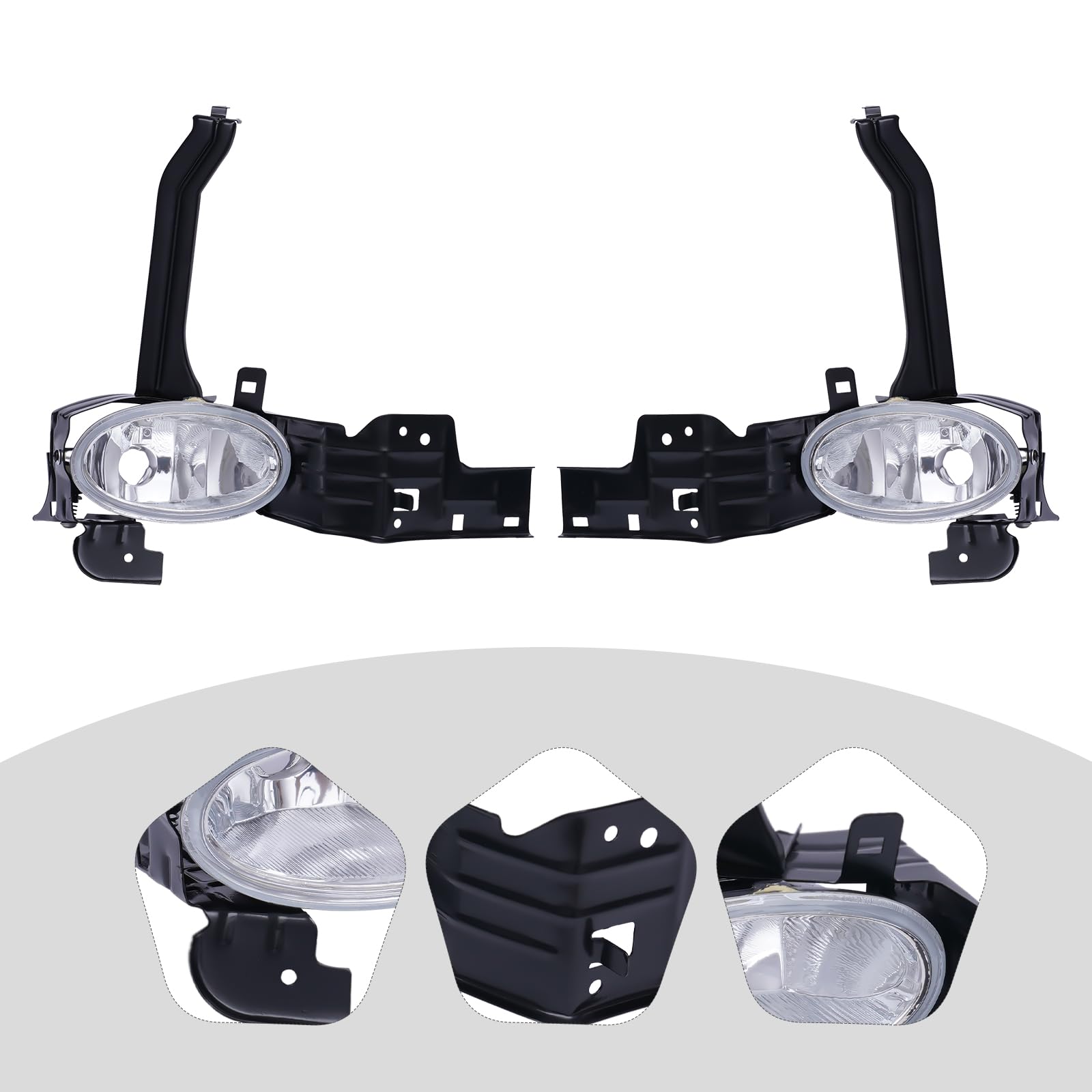 Tsomony - Pair For 2008 2009 2010Honda Accord Sedan Halogen Front Bumper Fog Lights Driving Lamps Left+Right Side Replacement Black Housing Clear Lens