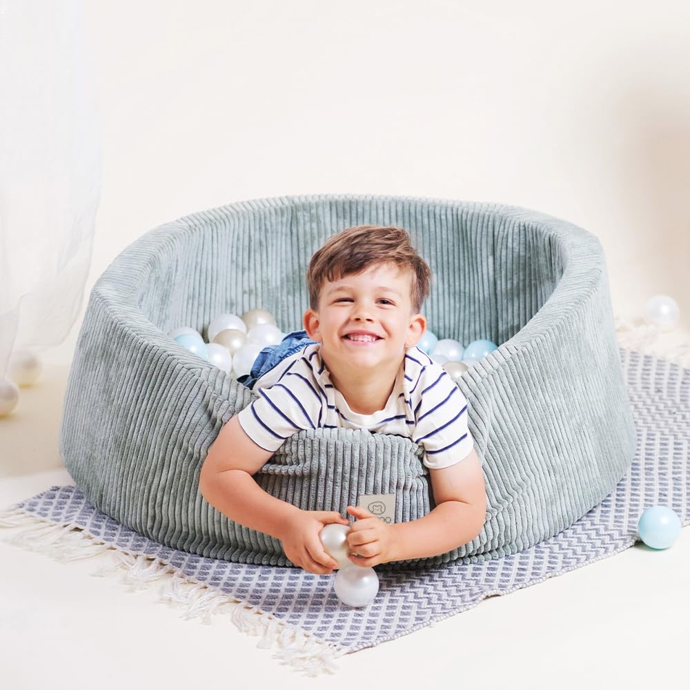 MISIOO Bällebad Baby 90x30 cm Mit 300 Bälle - Premium Material, Abziehbarer Bezug, Manuell Waschbar bei 30 Grad - Perfekt Für Kinder 1-3 Jahre - Bällebad Bälle Spaß