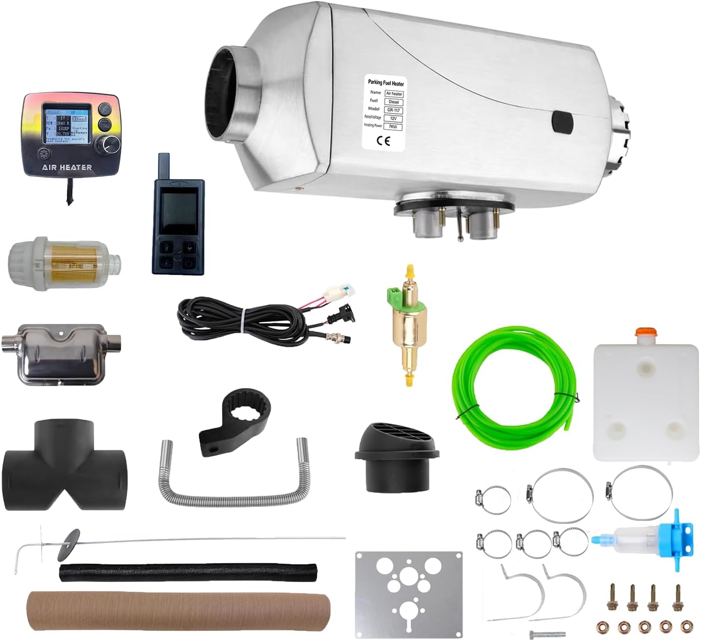 7kW Diesel Heater 12V，Diesel Air Heater with High Altitude Mode,Aviation Plug，Parking Heater with LCD Display,Automatic Thermostat,Diesel Heaters for RVs,Trucks,Ships