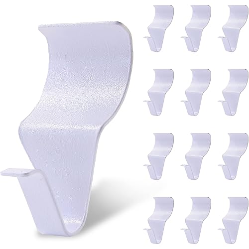 Biaungdo 12 Pcs Vinyl Siding Hooks, Heavy Duty Stainless Steel White Vinyl Siding Hangers, No Hole Needed Low Profile Siding Clips for Hanging Wreath, Outdoor Decorations