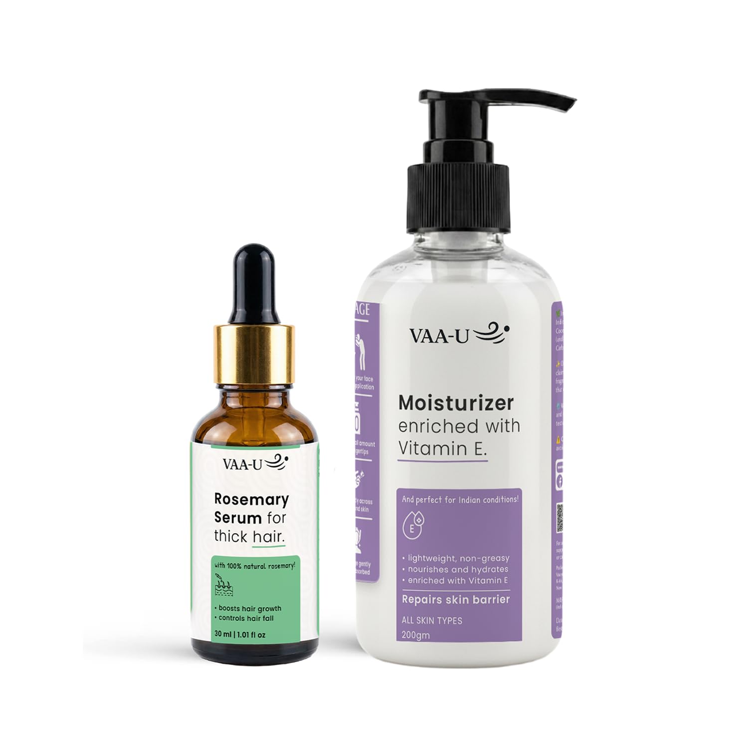 Vitamin E Moisturizer 200g & Rosemary Hair Serum 30ml Combo | Daily Hydration | Lightweight Formula | Non Greasy | Fast Absorbing | Skin & Hair Care | Combo Pack-picture-45