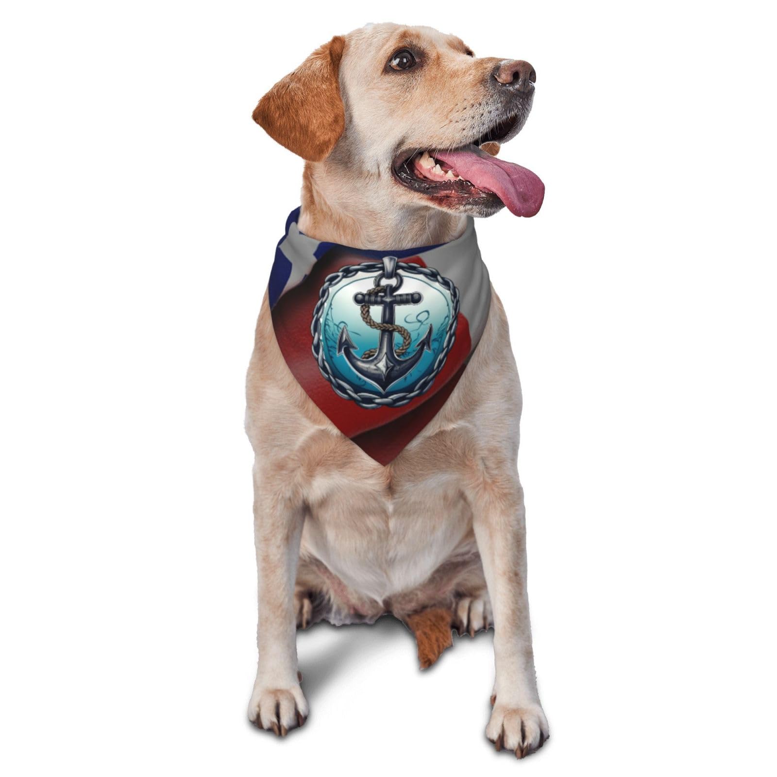 Badge with Ship's Wheel and Anchor Rope Triangle Dog Bandana Scarf Accessories for Pet Bibs