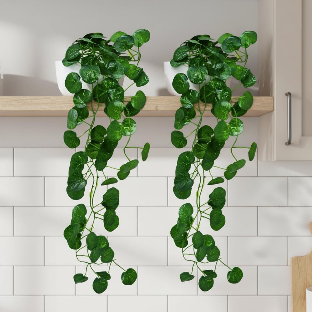 fancymart Artificial Vine Plant Falling with Pot: Pack of 2 (Natural Touch & Feel) - Home Décor and Office Decor with Small Size Pot - Small Faux Plants for Home Decor - Size 45 X 17 X 7 CM