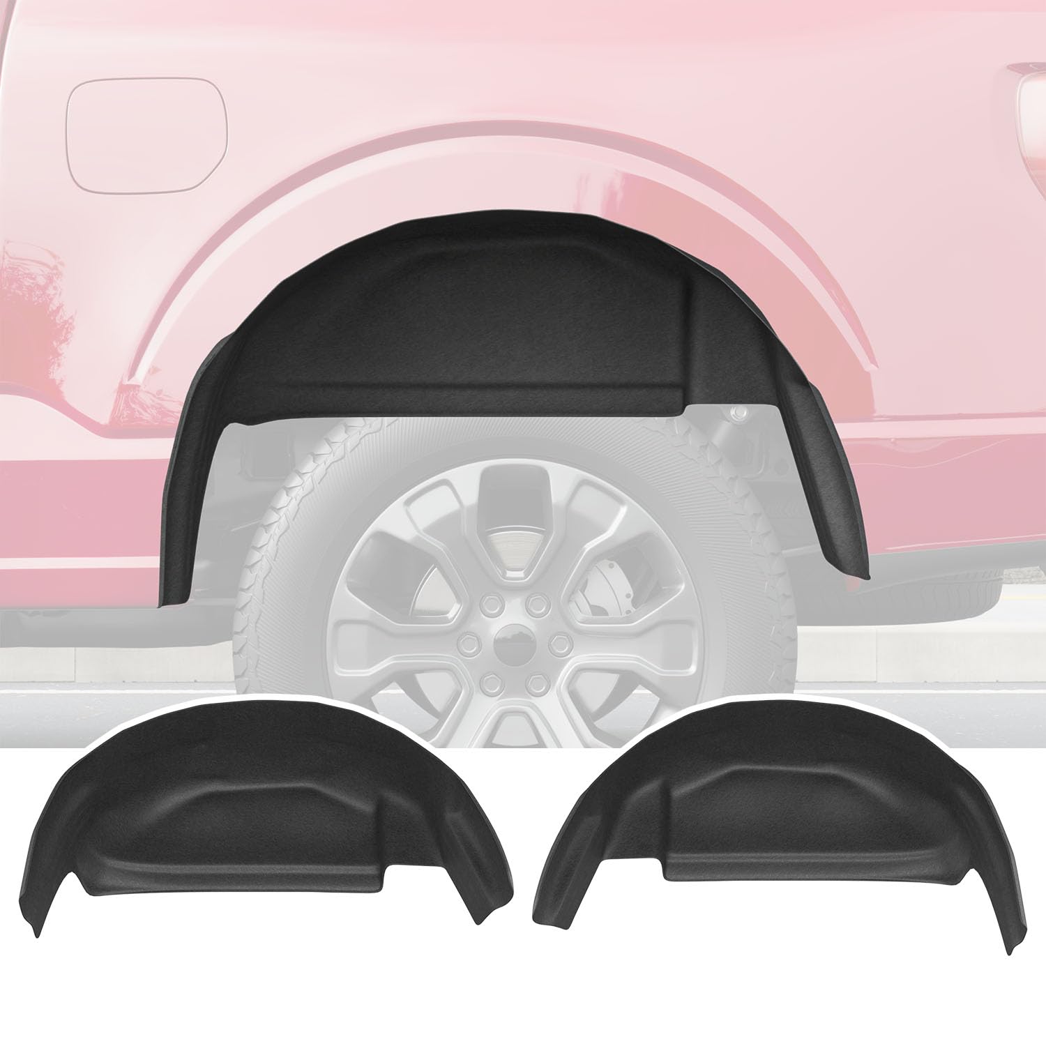 Xipoo Rear Wheel Well Guard Compatible with 2021-2025 Ford F150 Wheel Well Liner Tire Inner Fender Replacement for 2021-2025 Ford F-150 Accessories