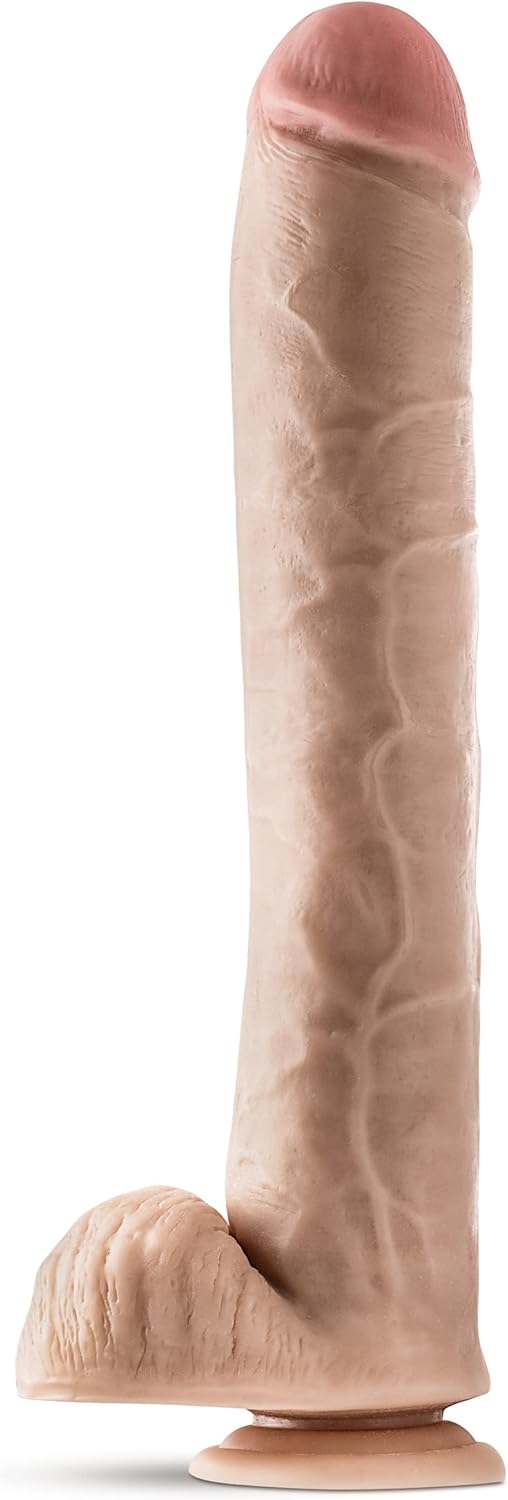 Eden 14 Inch Extra Long Realistic Dildo - 2.5" Thick Big Cock with Sturdy Suction Cup for Deep Vaginal Anal Stimulation - Soft But Not Floppy Feel Pleasure Dildo Sex Toy for Women Men Couples - Beige