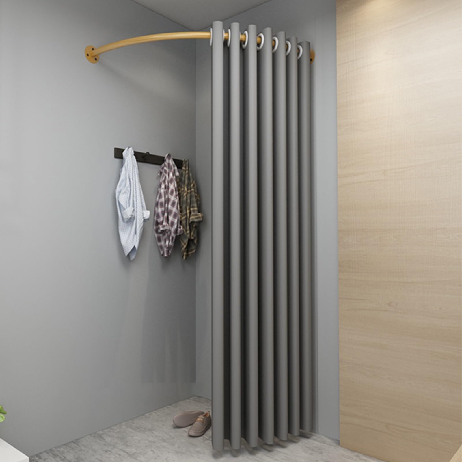 WQPMNYG Simple Dressing Room Cabin Wedding Dress Boutique Partition 80-120CM Wall-Mounted Clothes Rack with Privacy Curtain Ideal for Clothing Stores and Fitting Rooms