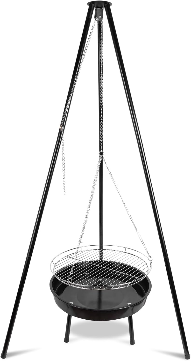Tripod Grill - Camping Fire Portable griil with Adjustable chain, suitable for outdoor camping and backyard cookouts