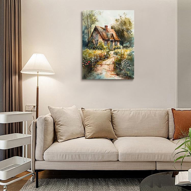 Amazon.com: Cottage Canvas Wall Art Vintage Cottage Painting