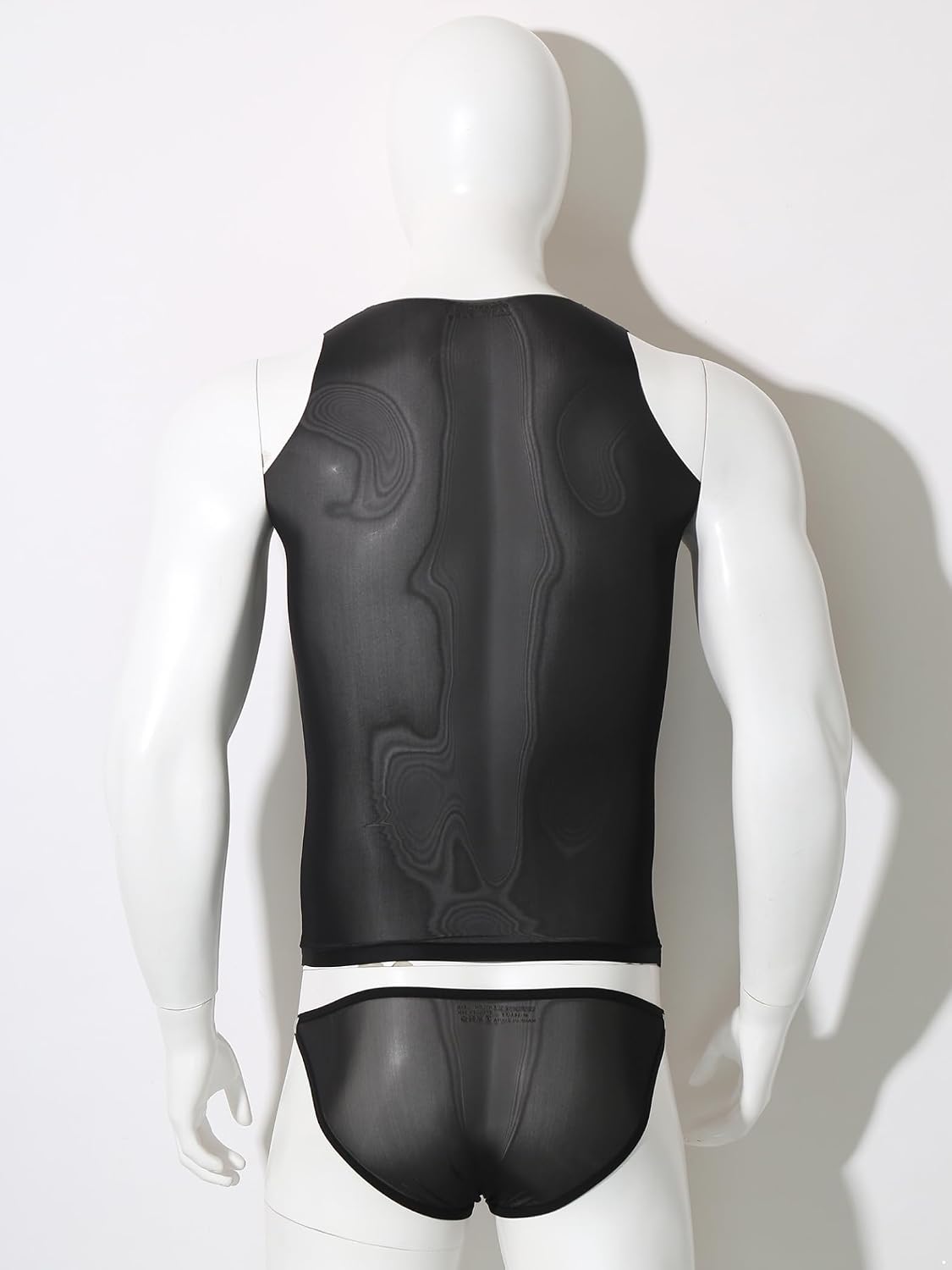 Vxuxlje Mens Sissy See Through Lingerie Outfits Sheer Mesh Tank Top with Bulge Pouch Briefs