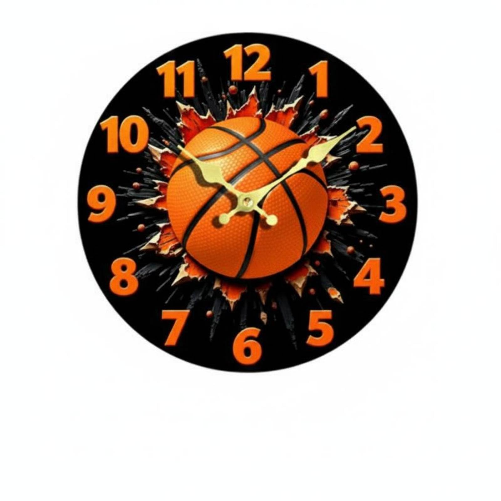 Chambre d'enfant stimulante avec l'horloge murale sport basket au visuel 3D