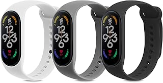 kwmobile TPU Watch Strap Compatible with Xiaomi Mi Band 7 - Set of 3 Fitness Tracker Replacement Bands