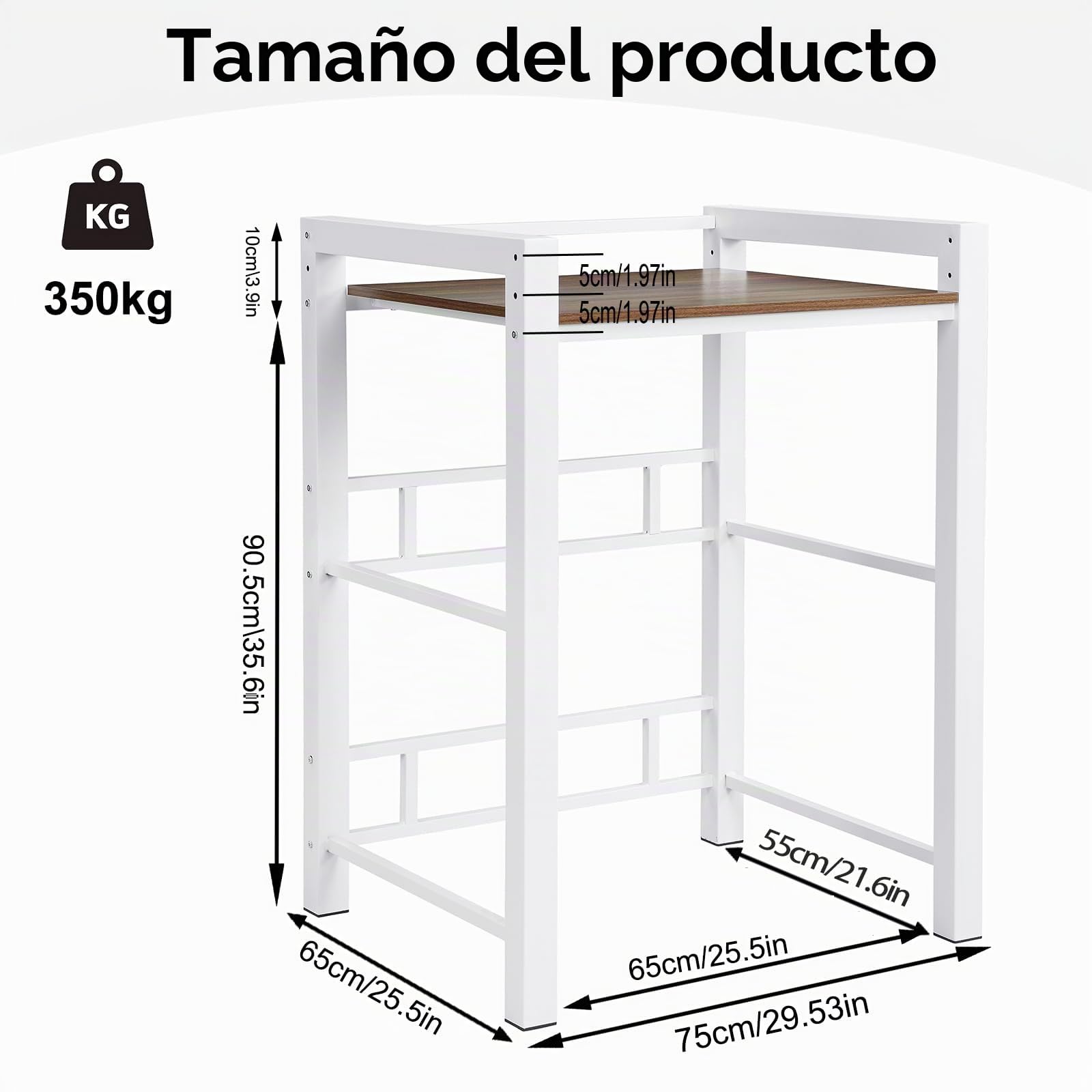 Mueble Lavadora Secadora, Estante De La Lavadora, Mueble para Lavadora y Secadora Ajustable en Altura de 3 Niveles, Soporte de Carga 350 Kg, para BañO, BalcóN, Lavandería. (Blanco)