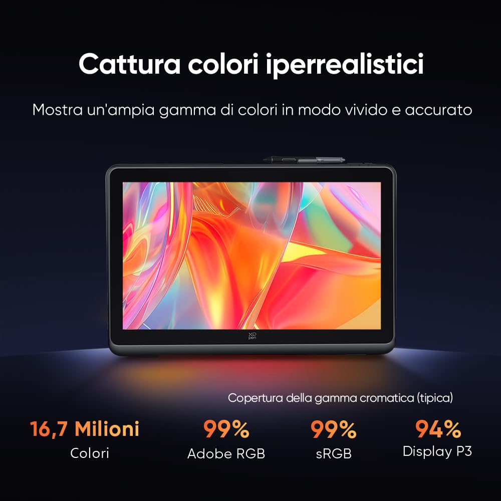 XPPen Artist 22 Pro (Gen 2) Tablet grafico QHD 2.5K, schermo da disegno 21,5 pollici Adobe RGB 99% sensibilità penna 16K