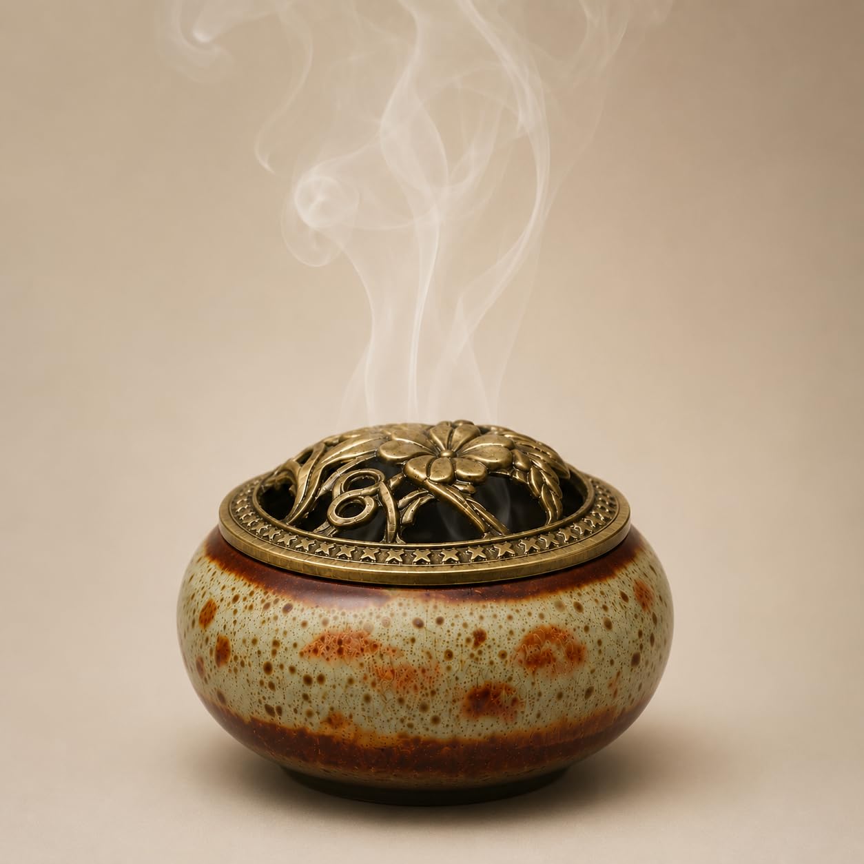Luxury Ceramic Cigarette Ashtray with Ornamental Brass Cover Decorative Retro Smoking Accessory for Decor-image-21