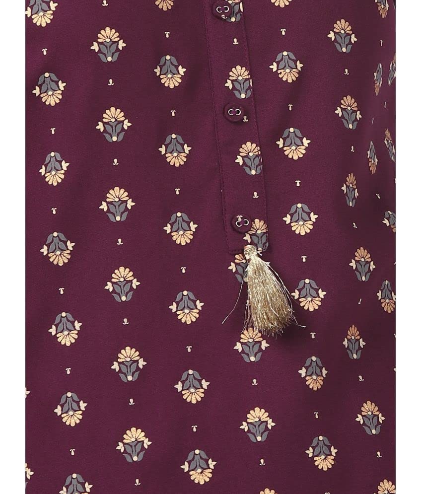 Image of rangita Mauve Rayon Calf Length Printed Straight Kurti for Women | Kurta for Women