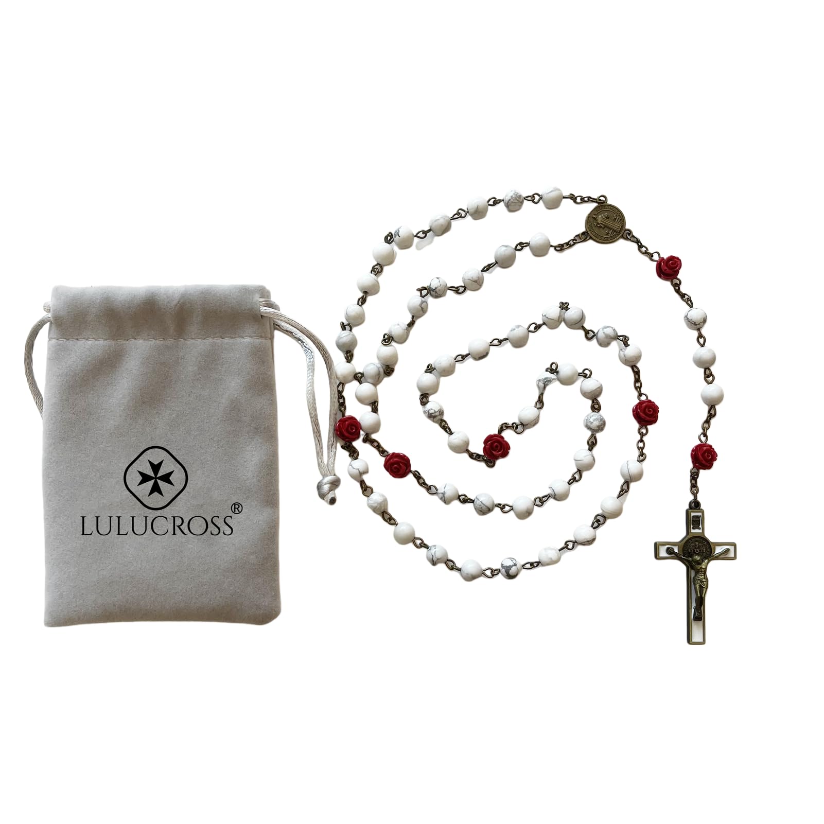 lulucross6MM Catholic Rosary Hematite Rosary Necklace Necklaces for Women and Men Prayer Beads Necklaces