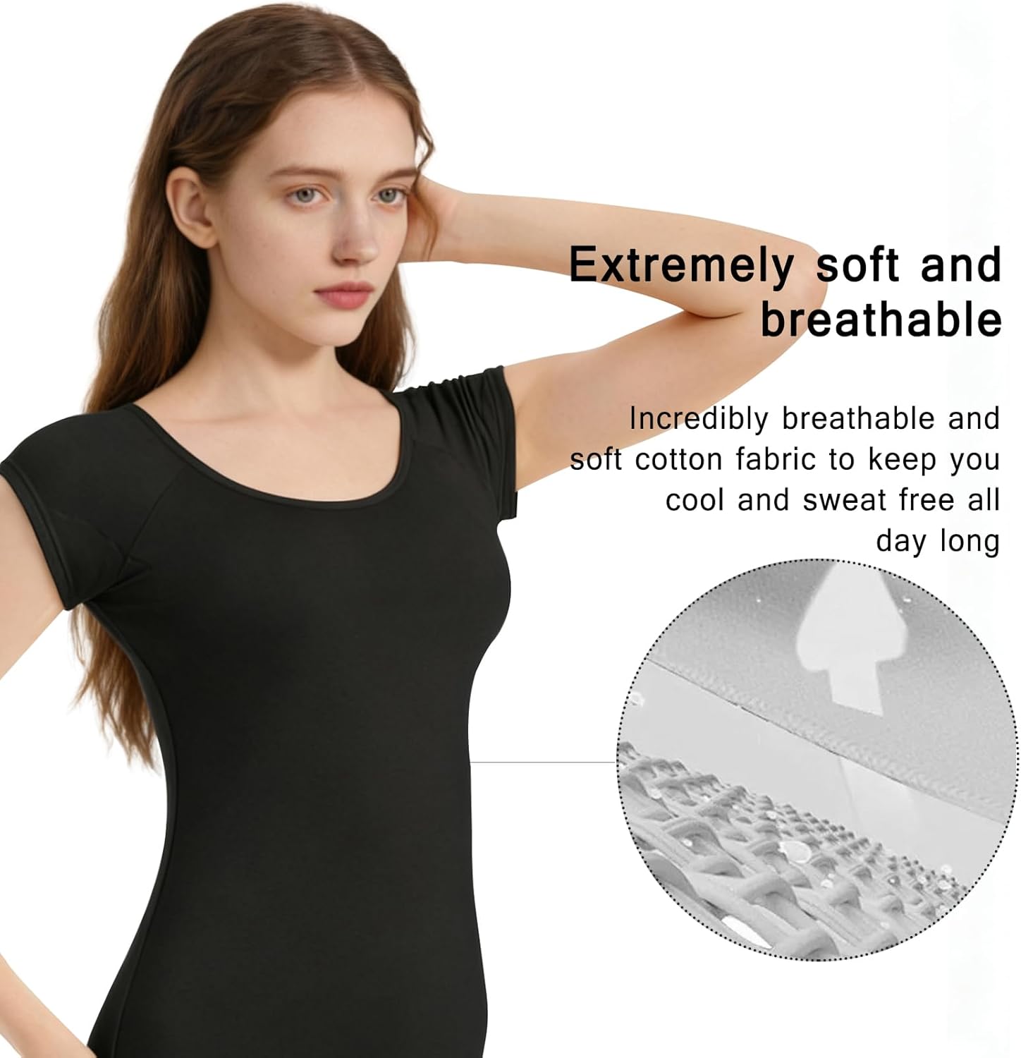 Sweatproof Undershirt for Women, Modal Cotton, Breathable Comfortable, Quick-Dry, for Summer Activities - Image 5