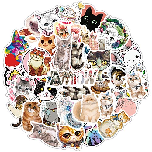 80Pcs Cute Waterproof Cats Vinyl Stickers Funny Animals Sticker for Laptop Guitar Car Suitcase Fridge Water Bottle Bicycle Decals DIY