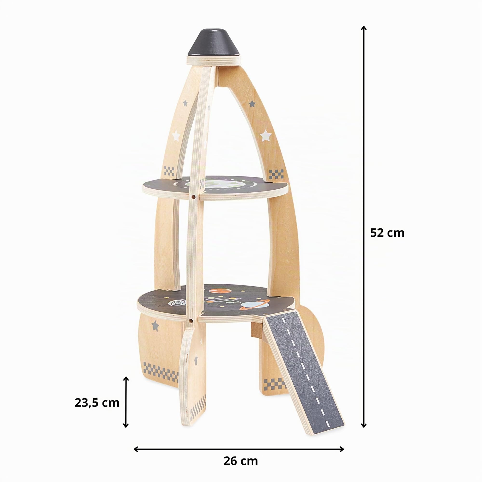 mamabrum Holz-Rakete Spielzeug Set mit Astronauten, Raumschiff & Weltraum-Zubehör - Pädagogisches Rollenspiel für Kinder ab 3 Jahren - Sicheres Holzspielzeug (8 Teile)