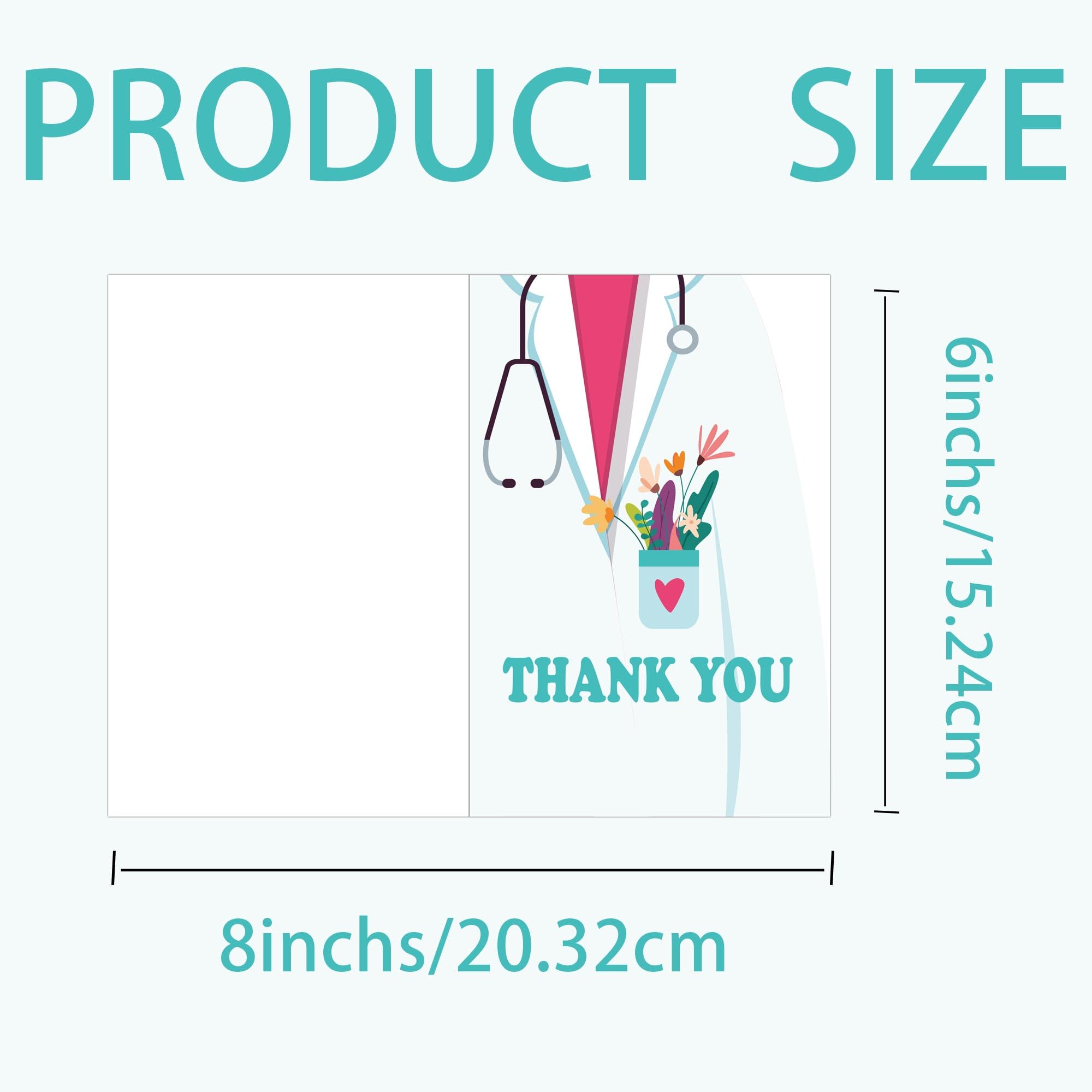 36 Sets Doctor Medical Thank You Cards with Envelopes and Stickers 4 x 6 Inch Nurse-Themed Greeting Cards for Nurses Week Healthcare Workers - Image 2