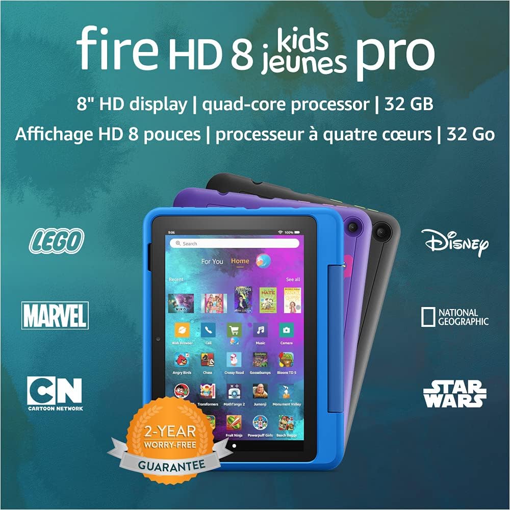 Amazon Official Site Fire HD 8 Kids Pro tablet, 8" HD, ages 6 12, 32 GB
