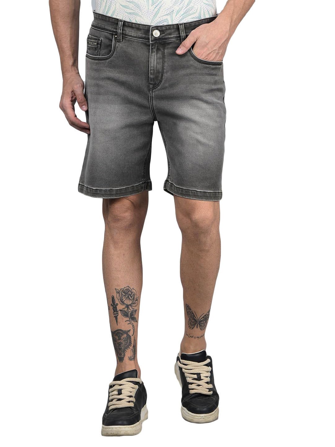 crimsoune club Men's Grey Denim Shorts-picture-19