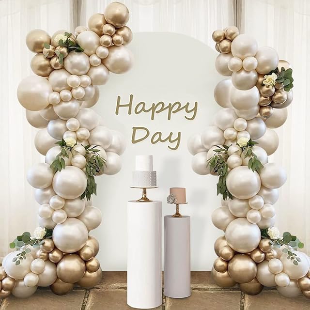 Beige Balloon Arch Garland Kit, 153 pcs Nude Double Stuffed Balloons, Beige Apricot Garland Kit Arch Decoration for Weddings Engagement Bridal, Baby Showers, Gender Reveal, Birthday, Boho Party.