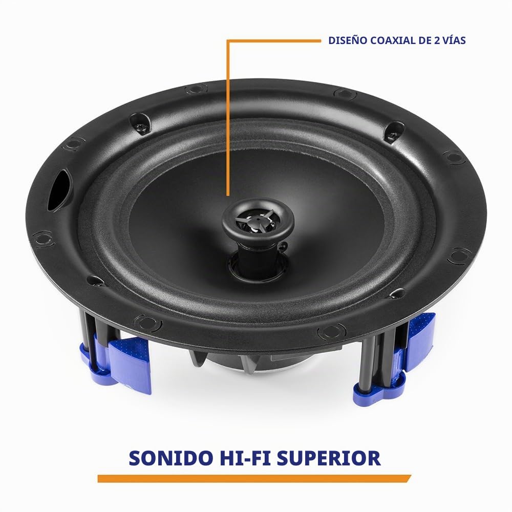 Power Dynamics NCBT8B - Altavoces Bluetooth para Techo, Color Negro, 8 Pulgadas, 80 W, diseño Elegante, Altavoces públicos Address, Ideal para Bars, Tiendas, restaurantes.