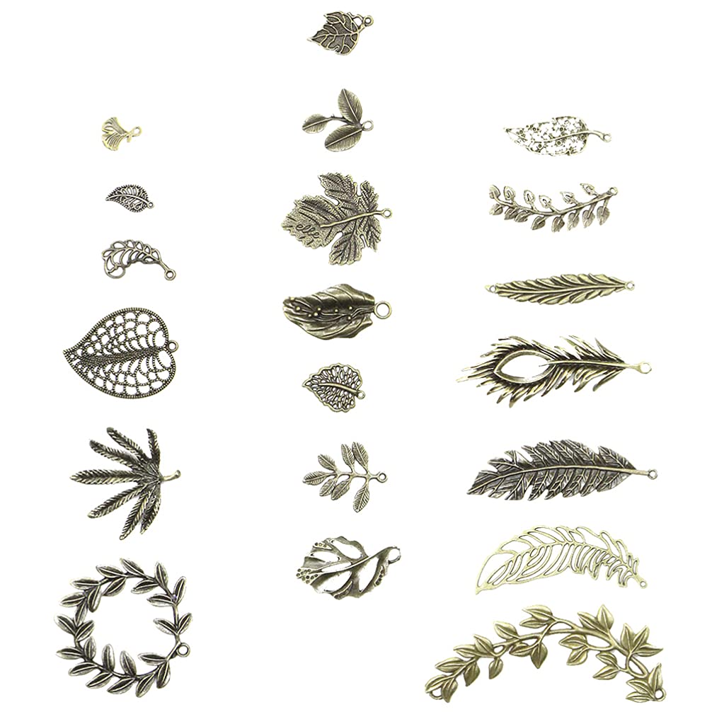 BESPORTBLE 40Pcs Beautiful Tree Leaf Charms, Craft Supplies Mixed Tree Leaves Pendants Beads Charms Pendants Chic Pendant Lovely Loose Beads forfor Necklace Bracelet Anklet DIY Crafting Accessories