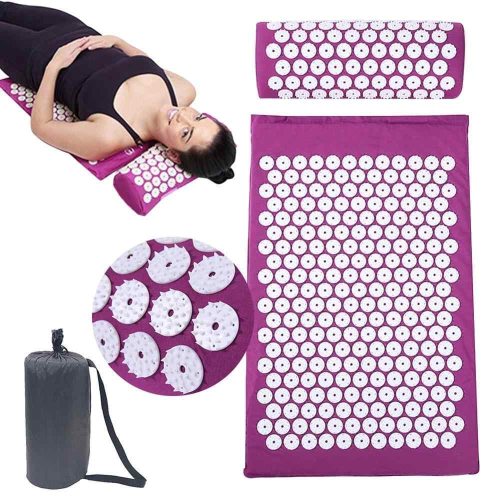 ZENSAY SALES Acupressure Mat and Pillow Set, Memory Foam Core, Purple Exercise Yoga Mat with Carry Bag for Sciatica Relie