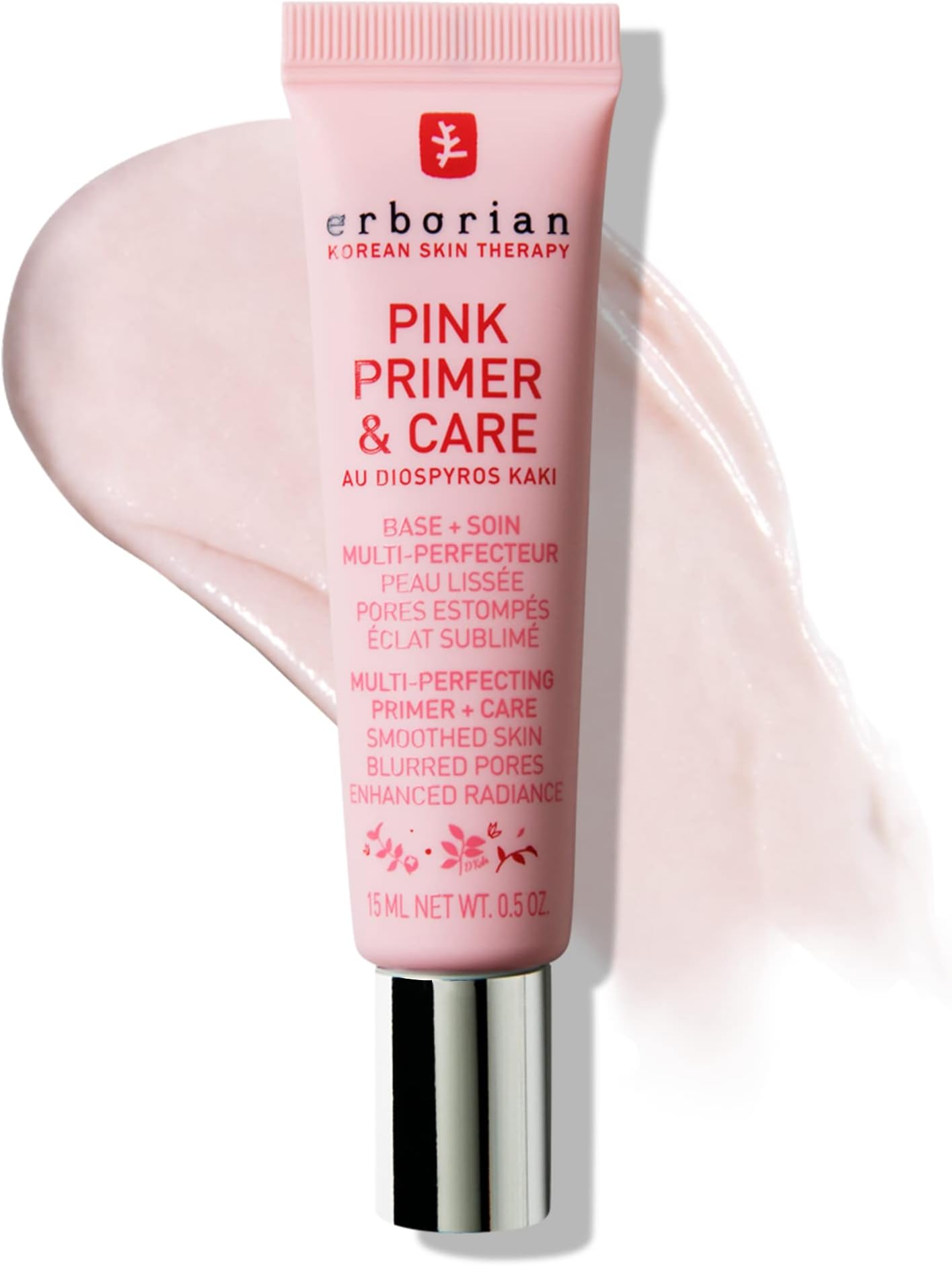 ERBORIAN Pink Primer & Care Skin Perfecting Radiance Primer, Refined Skin Texture Effect