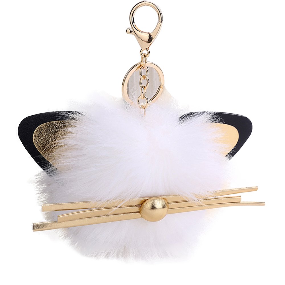 super1798 Plush Ball Cute Cat Pendant Key Chain Bag Purse Decoration Keyring