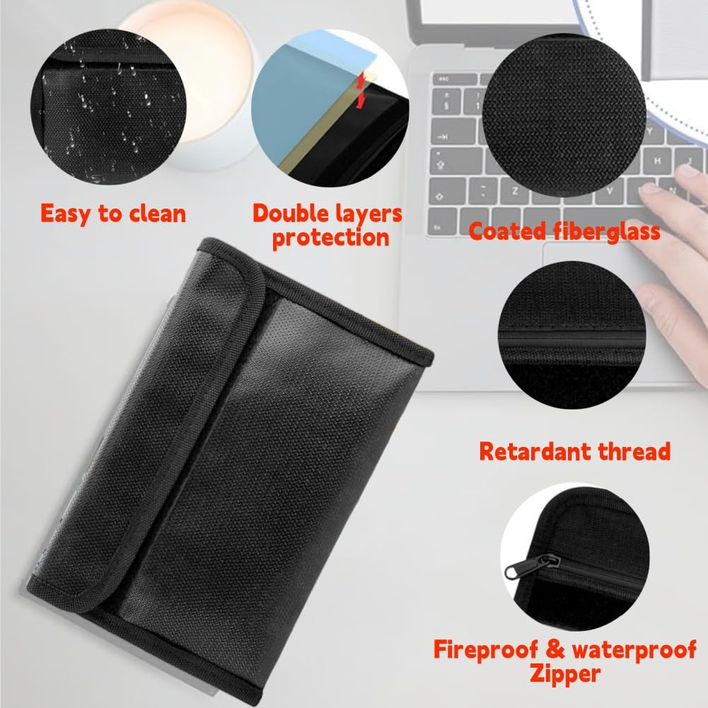 Bolsas Ignífugas para Documentos y Dinero,Bolsa Seguridad Ignífuga,Bolsa Ignífuga y Resistente al Agua,Bolsa Seguridad Prueba de Explosiones,Bolsas Prueba Fuego Resistente,para Objetos Valo