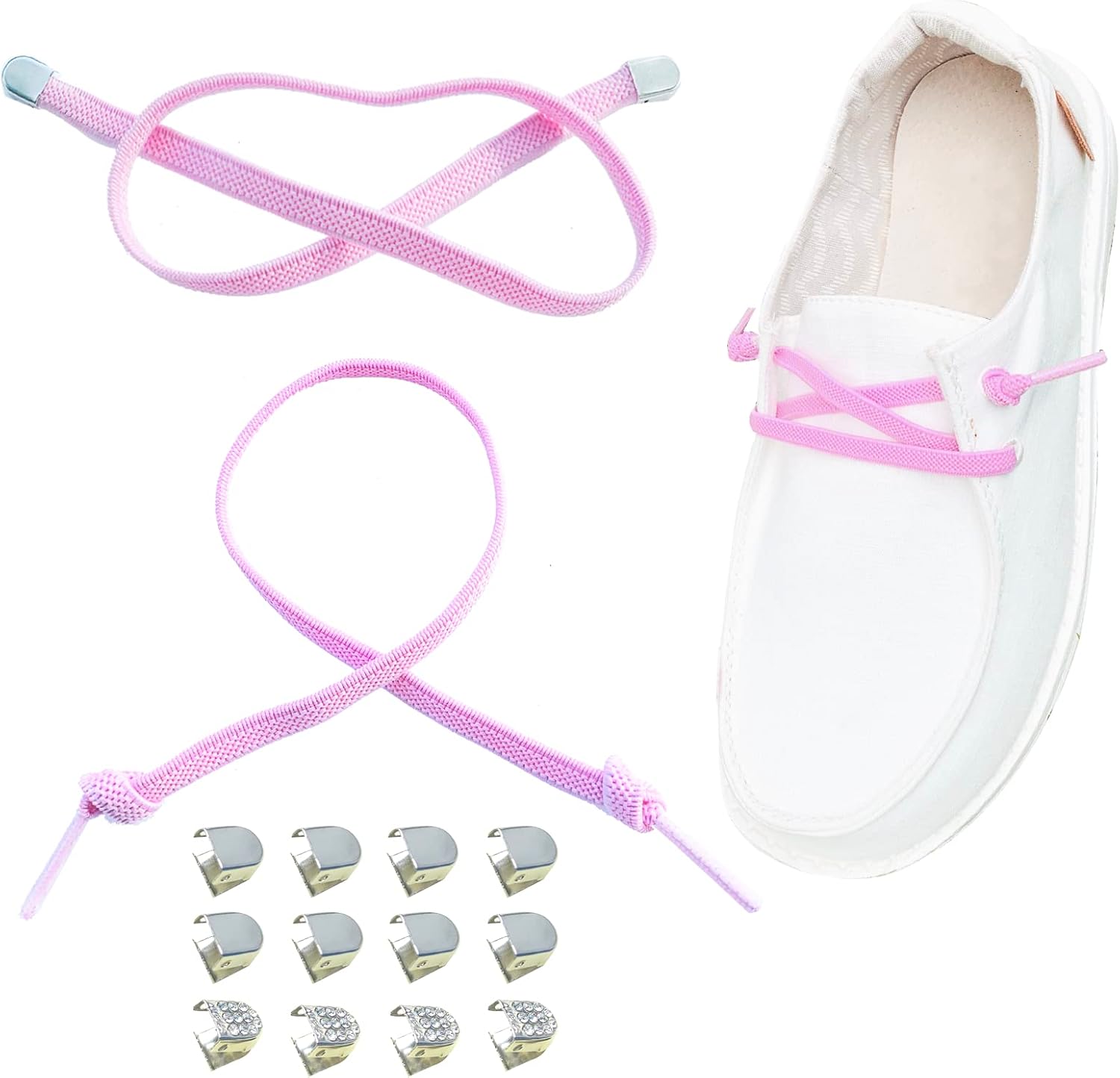 Lopau Shoe Laces Replacement for Hey Dude, 2 Pairs Flat Elastic Replacement Shoelaces for Dudes Shoes