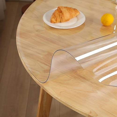 Miniatura 6 de MOCAL Funda redonda de PVC transparente de 0.059 in de grosor, protector de mesa redondo de plástico transparente de 60 pulgadas, resistente al