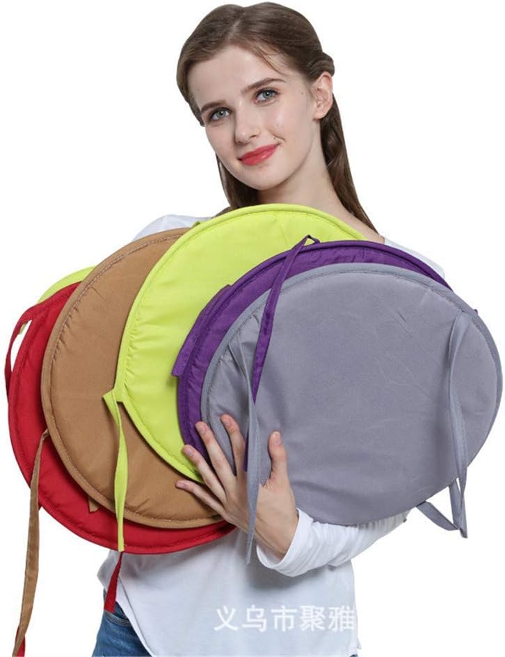 WEIGE Set of 2 Beautiful Removable Cushions for Kitchen & Dining Room & Office & Garden Chair seat Cushions with Ribbons, bar pad Round Cushions Non-Slip (deep Coffee, 30 cm Diameter)