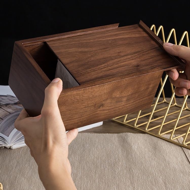Couvercle de boîte à mouchoirs Boîte à mouchoirs en Bois Massif for la Maison, Le Salon, Table Basse, boîte Papier, de Chevet Noyer, Chambre Coucher, Rangement Simple