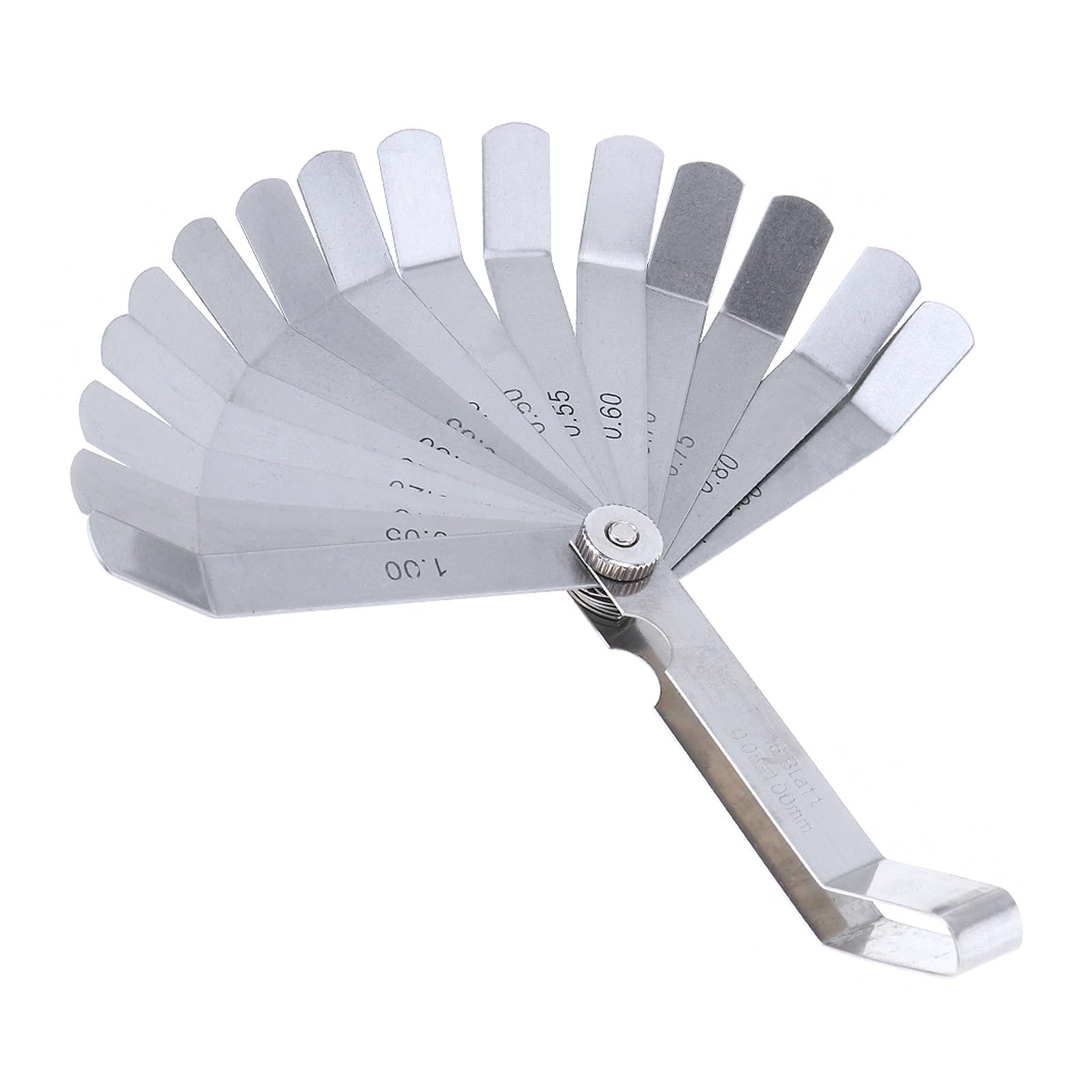 Cfwwsaq One Color Feeler Gauges, 100A16 0.05-1Mm Thickness Curved Steel Gapped Metric Filler Feeler Gauge Tool With 16Pcs Blades For Woodworking Measurement