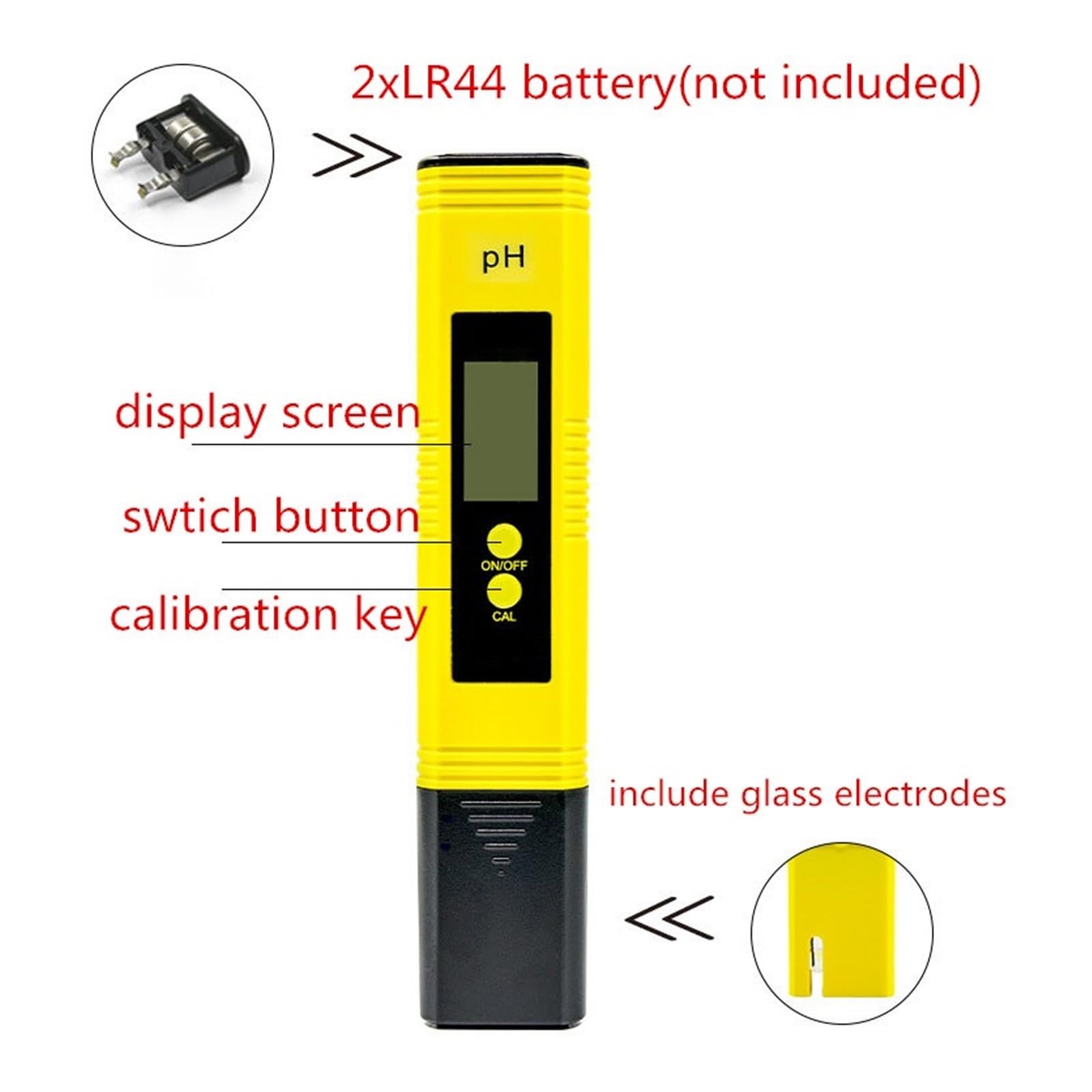 Misuratore PH 0,01 Tester Dela qualità Del'acqua Ad Alta Precisione con Intervallo di Misurazione 0-14 for La Piscina Del'acquario Rilevamento Rapido E Preciso(Yellow)