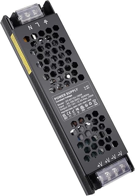 REYLAX LED Driver 12V 150W 12.5A, Low Voltage Transformer 240V to 12V DC Adapter, Slim LED Strip Power Supply, Constant Voltage LED Transformer for 12 Volt LED Downlights, MR11 MR16 LED Bulbs