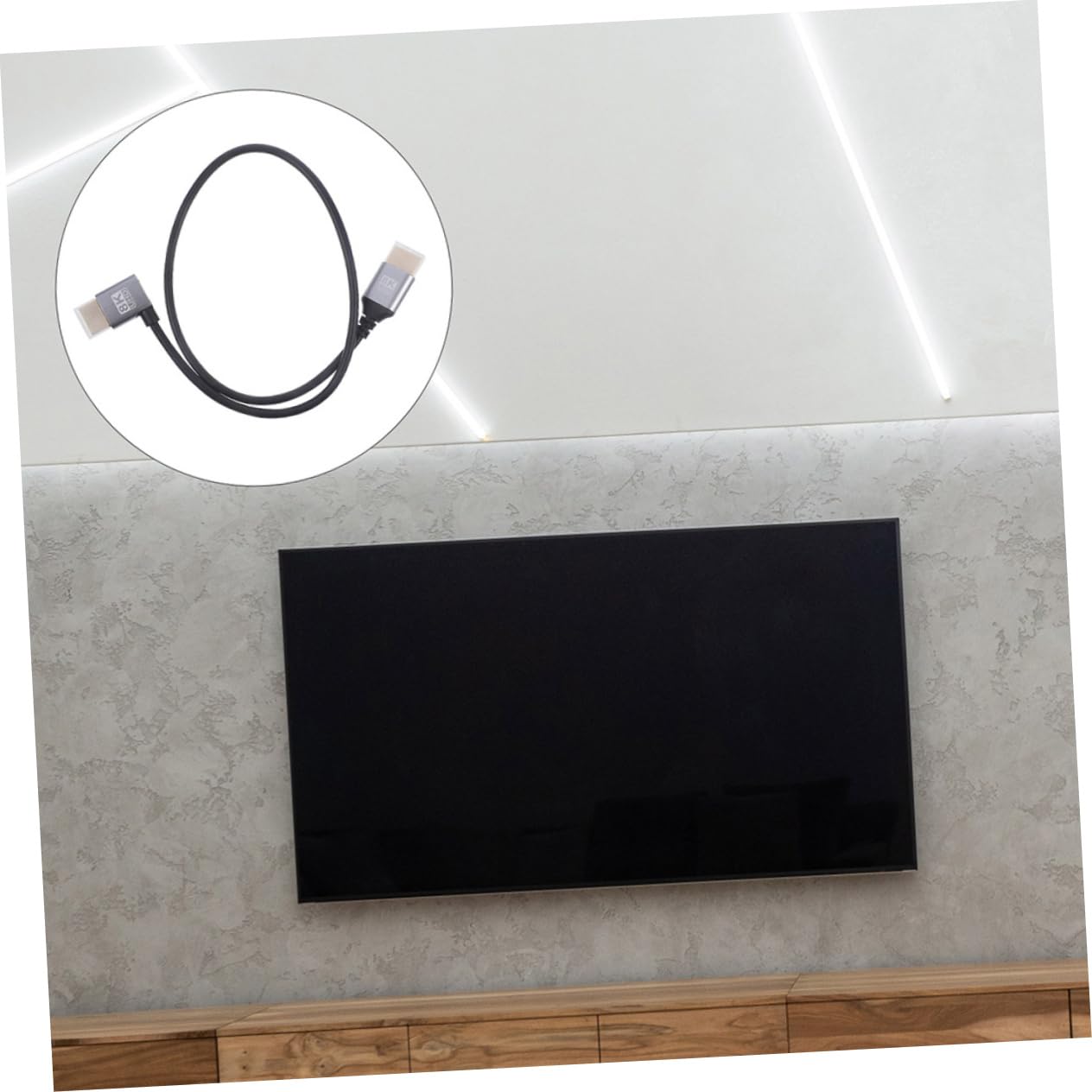 Mikinona Left Angled Male to Male Video Cable for Tv Computer and Projector Flexible Design for Seamless Entertainment Setup